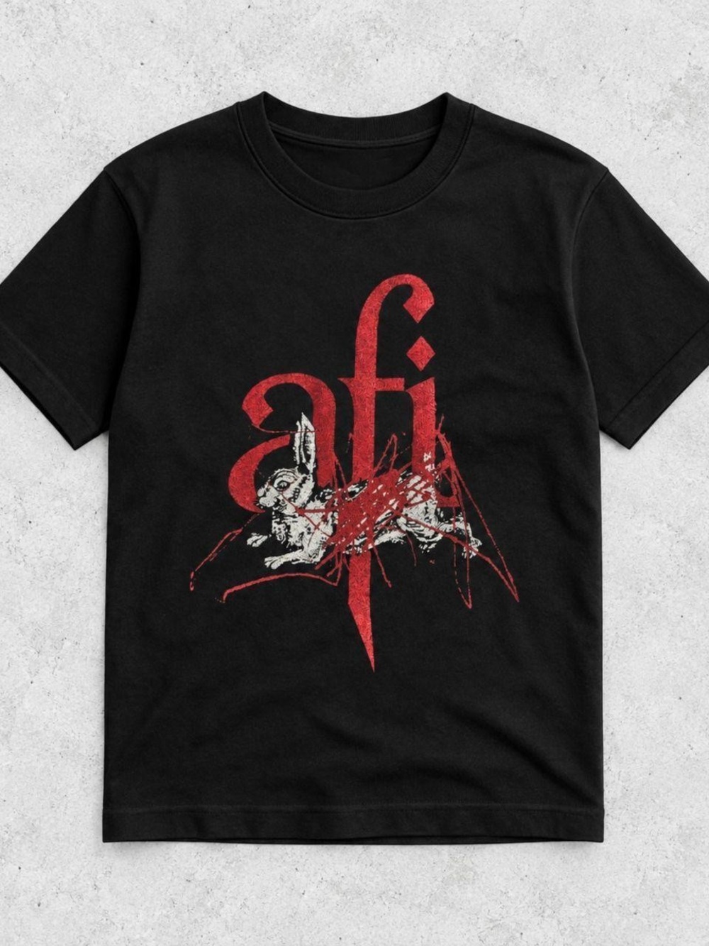 Kids Black Graphic Tee with Red & White Design